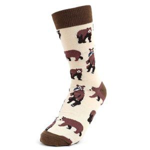 Women's Brown Bear Novelty Socks Tan